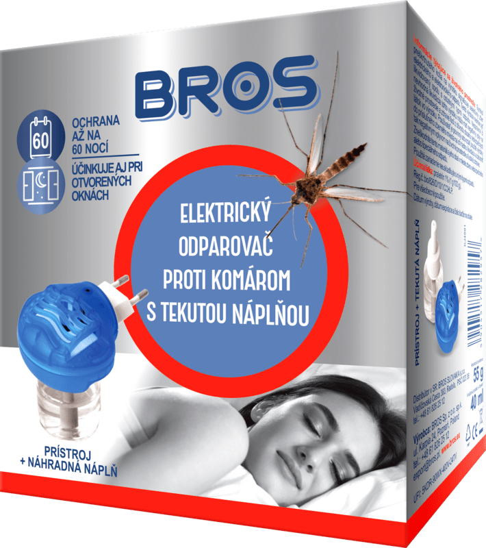 Bros Elektrický odparovač proti komárom s tekutou náplňou - 60nocí bez komárov